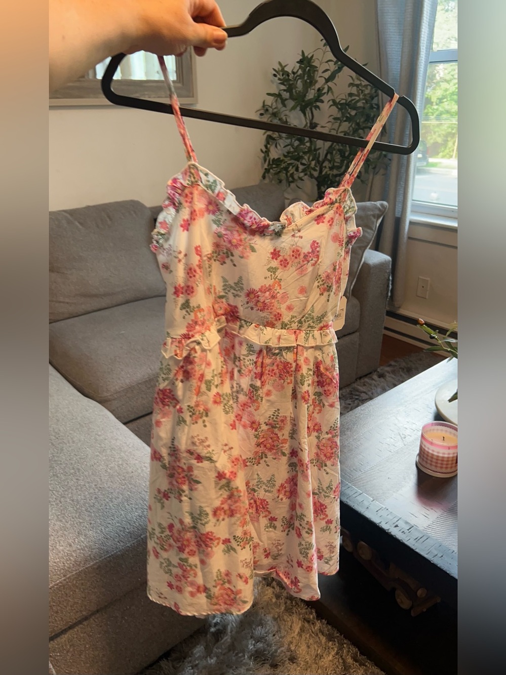 Altar'd State Cream Mini Dress with Pink Floral Print